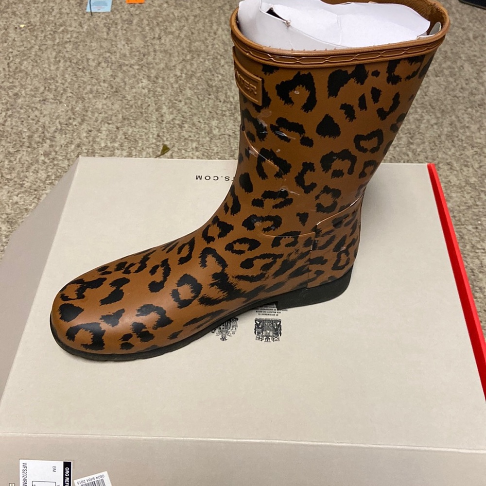 Cheetah print hunter boots.